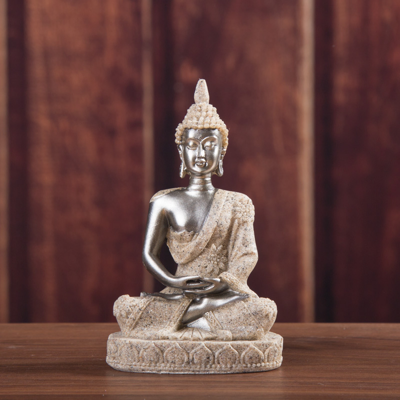 Creative handicrafts, Southeast Asian sandstone sitting Buddha, resin ornaments, sculptures, home decoration displays, craft gifts