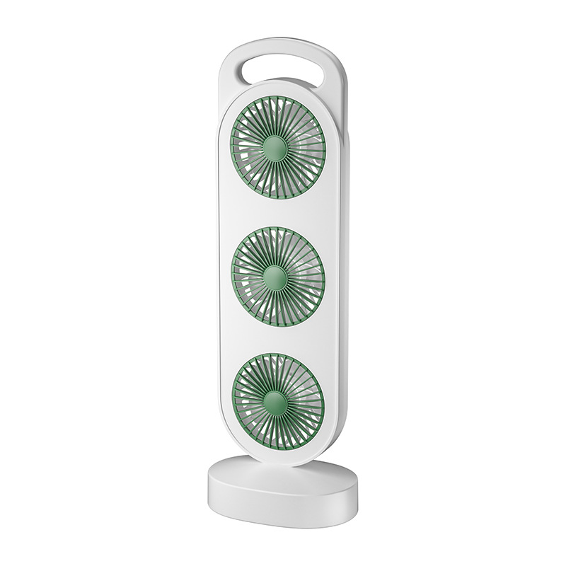 Ice pack cooling three-head fan, office desktop USB charging fan, strong wind force camping portable small fan Item Picture