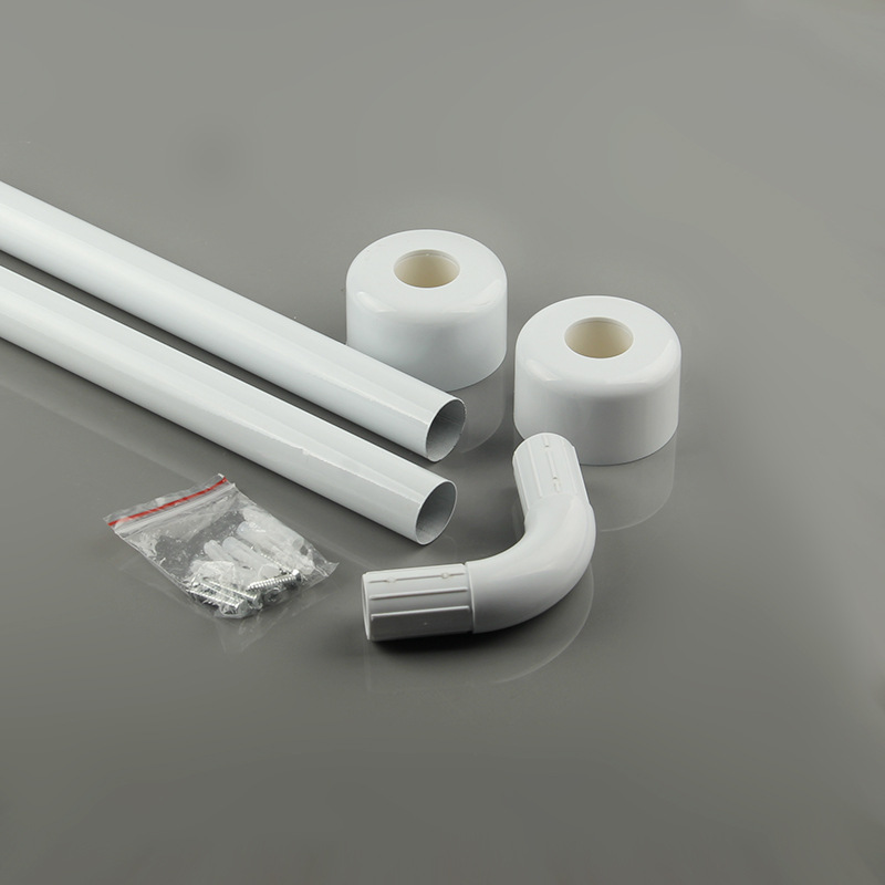 浴室L型免打孔浴帘杆  可伸缩免打孔浴帘杆 铝合金吸盘浴帘杆