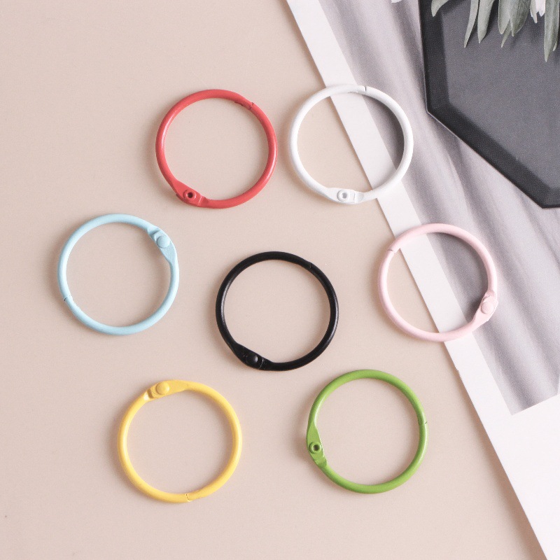 Colorful loose-leaf ring, binding ring, candy-colored alloy key ring, book ring, activity card ring, doll hanging ring details Picture