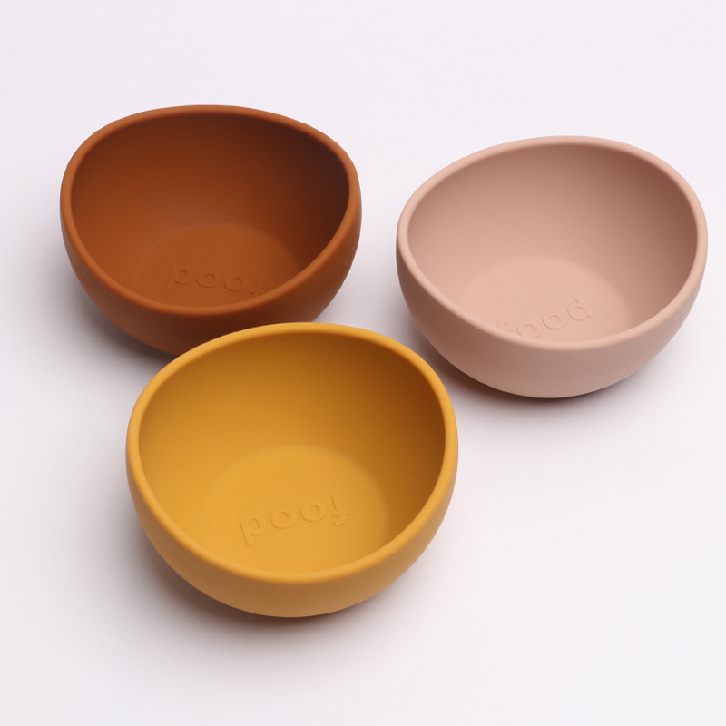 Customizable food-grade silicone children's feeding tableware, baby eating training complementary food bowls, irregular curved bowls Item Picture