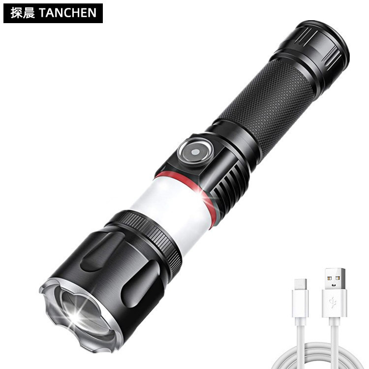 New multi-functional USB rechargeable outdoor high-power T6/L2 aluminum alloy COB strong light led flashlight