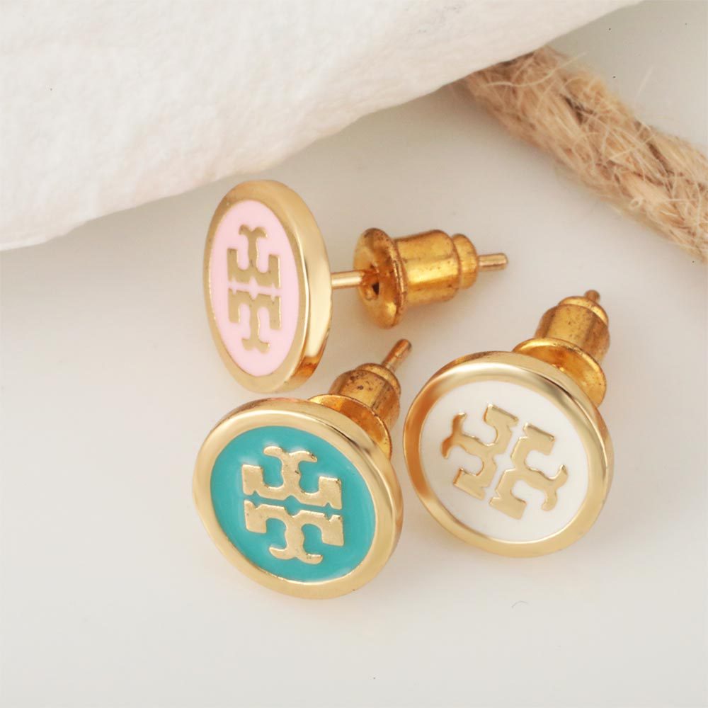 Honglu Cross-border Supply, new round oil-dripping stud earrings with copper plating and real gold, simple and elegant girls' earrings Specification drawing