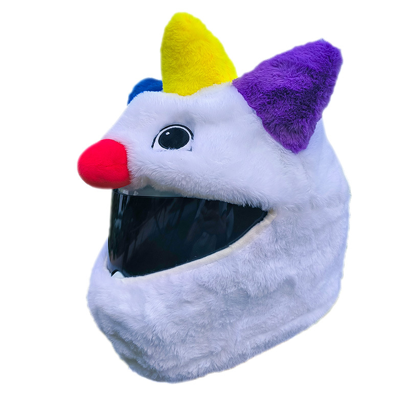 Cross-border full helmet, hood, plush protective cover, evil clown, funny cartoon, big eyes, street rage, warm mask removal