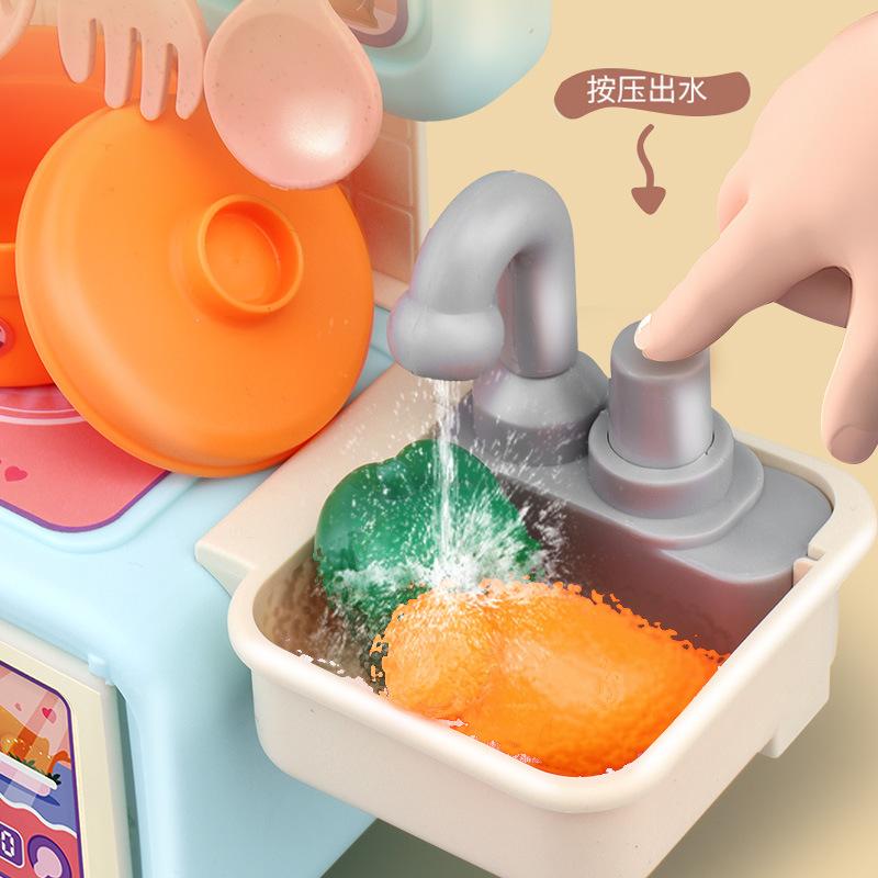 Cross-border House play spray Children's Kitchen simulation kitchen countertop Dining table Kitchenware Boys and Girls Cooking Intelligence Toy set Application Scenario