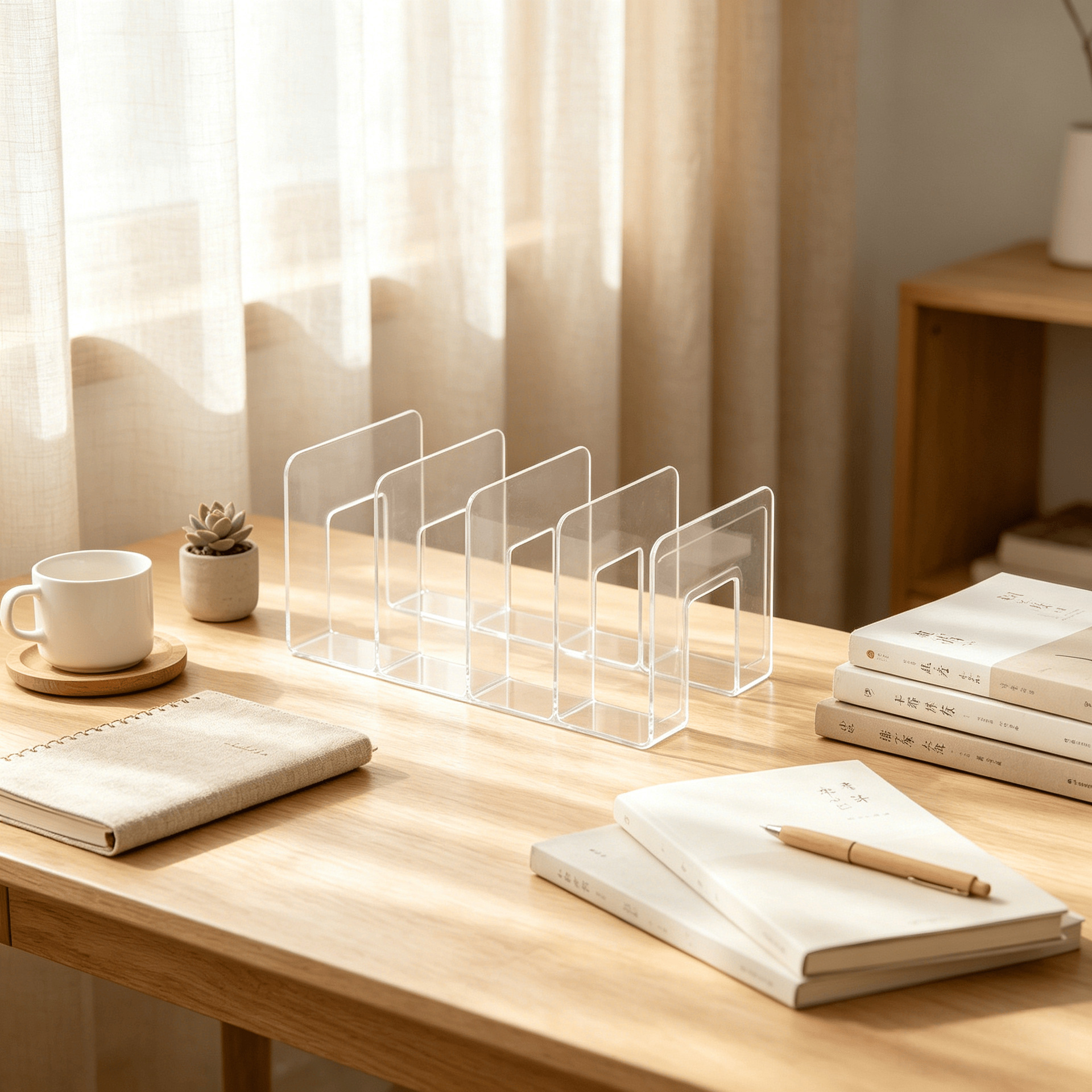 Desktop simple bookshelf, student desk, book storage rack, multi-layered office document storage rack Application Scenario