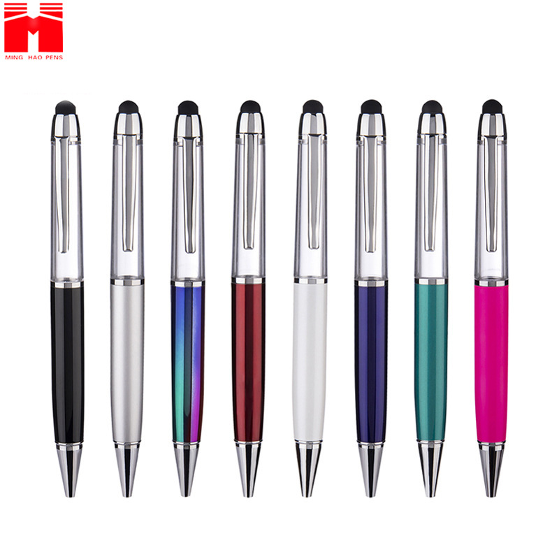 Factory wholesale large-sized empty tube hand-inserted oil pens, creative diy touch screen pens, metal ballpoint pens, available in various colors