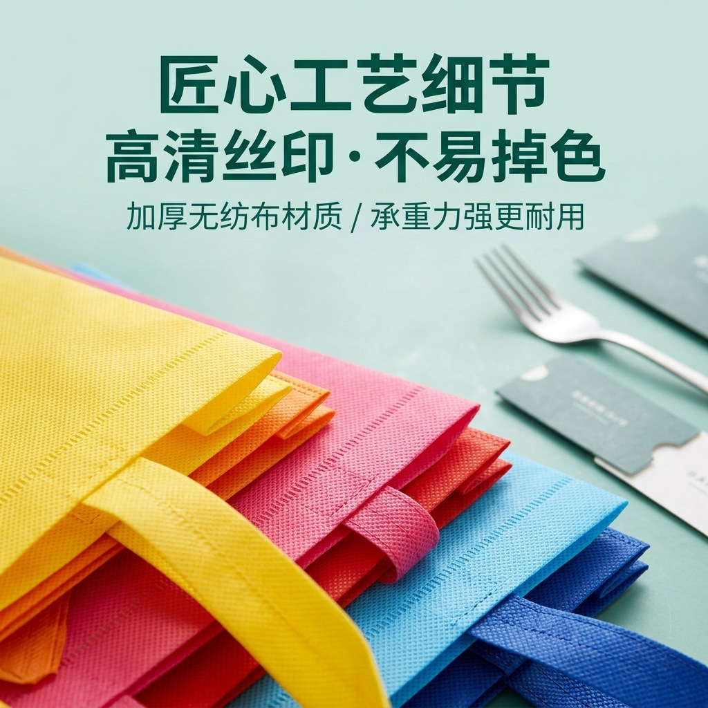 Wholesale customized advertising shopping bags with thickened non-woven fabric, laminated and printed eco-friendly non-woven fabric handbags with logos Specification image