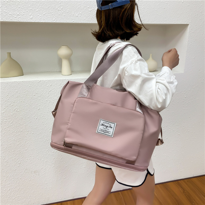 Wholesale dry-wet separated sports hand and shoulder bags, yoga and fitness bags, large-capacity travel bags, foldable and expandable Specification image