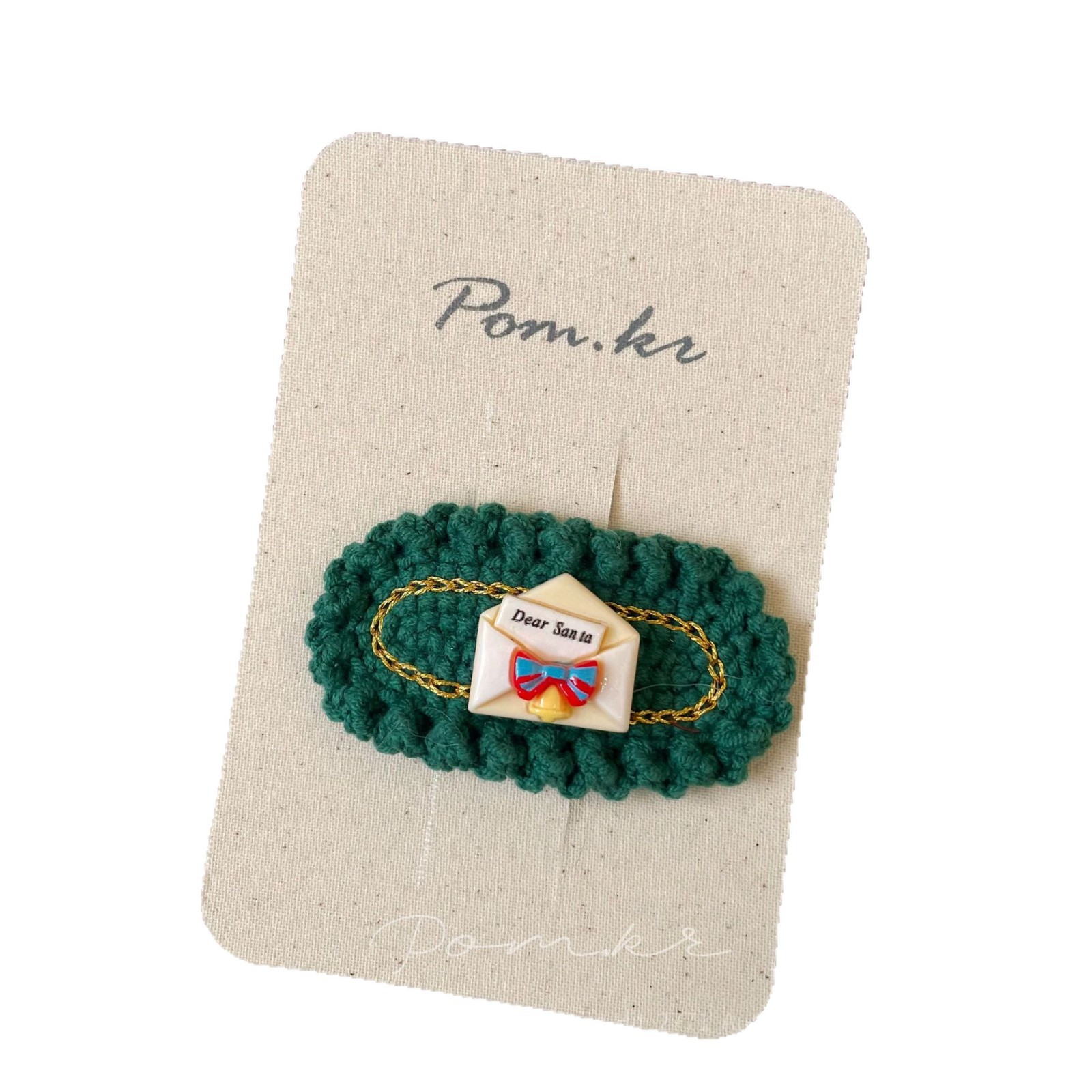 Korean Pom.kr Christmas hairpins, children's holiday knitted hairpins, headwear, fabric handmade bangs clips, side clips Item Picture