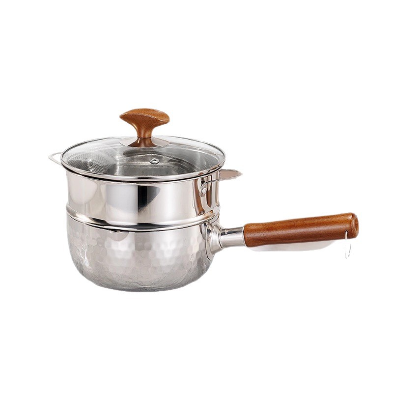316L stainless steel snow flat pot, single-person dining induction cooker, small pot, household noodle cooking pot, milk heating non-stick pot, baby food pot Item Picture