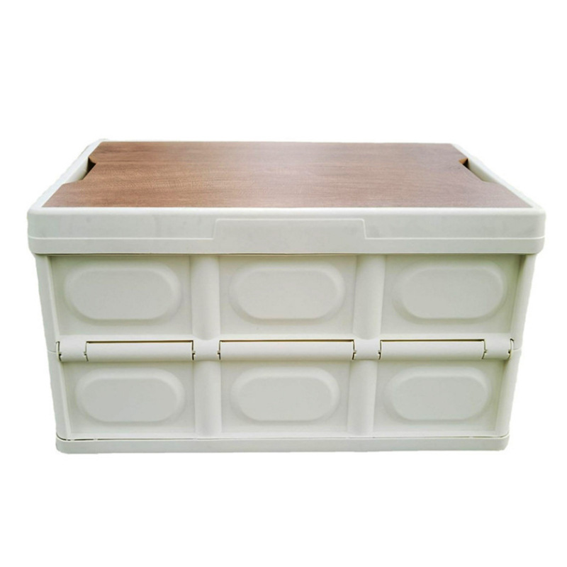 露营收纳箱折叠收纳盒家用车载后备箱食物箱便携野营储物箱防水白底实物图