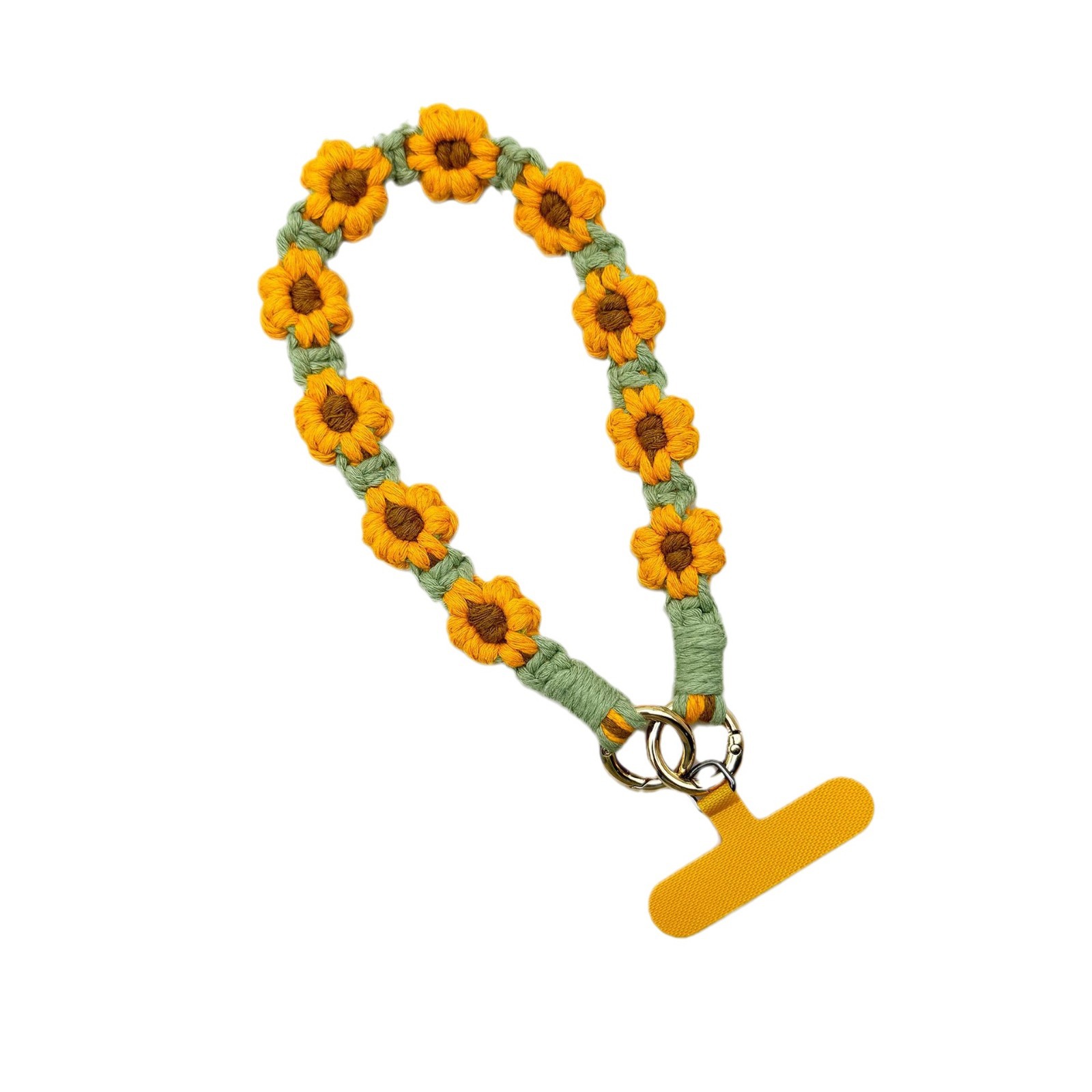 ins欧式手机挂件编织手机链小雏菊花朵编绳钥匙扣包包创意礼物女白底实物图