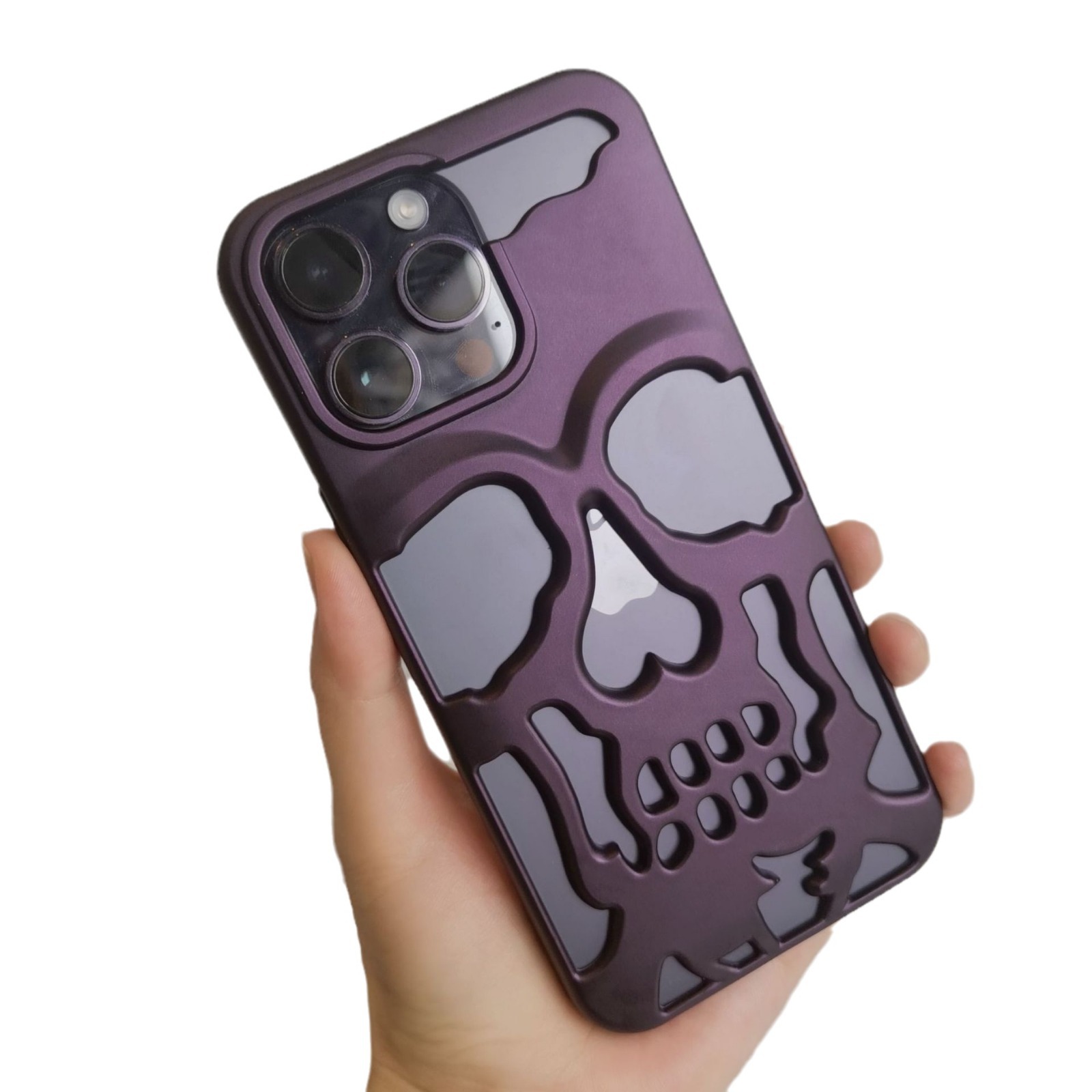 The electroplated skull phone case is suitable for iphone17promax, iPhone 16, personalized 15, foreign trade 14, and the protective case is hard Item Picture