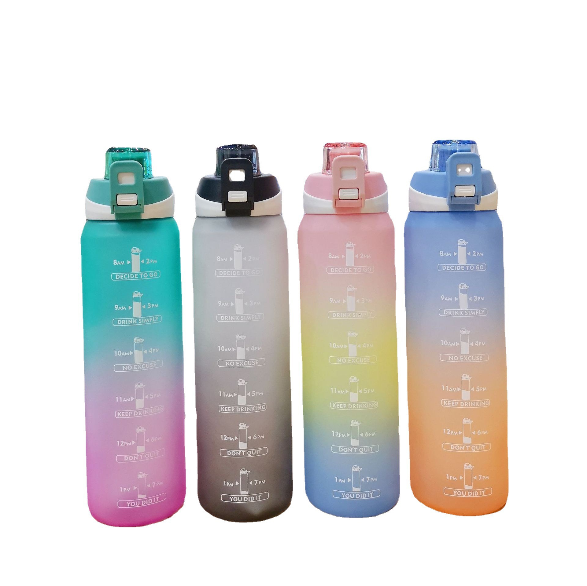 Cross-border high-appearance-level large-capacity frosted portable straw cup, summer inS-style anti-drop gradient plastic water cup Specification image