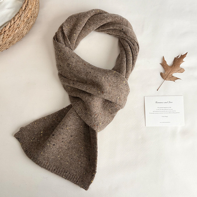 100% pure wool scarf for women, Korean style, versatile, men's short neck protection, warm, parent-child, couple skin-friendly