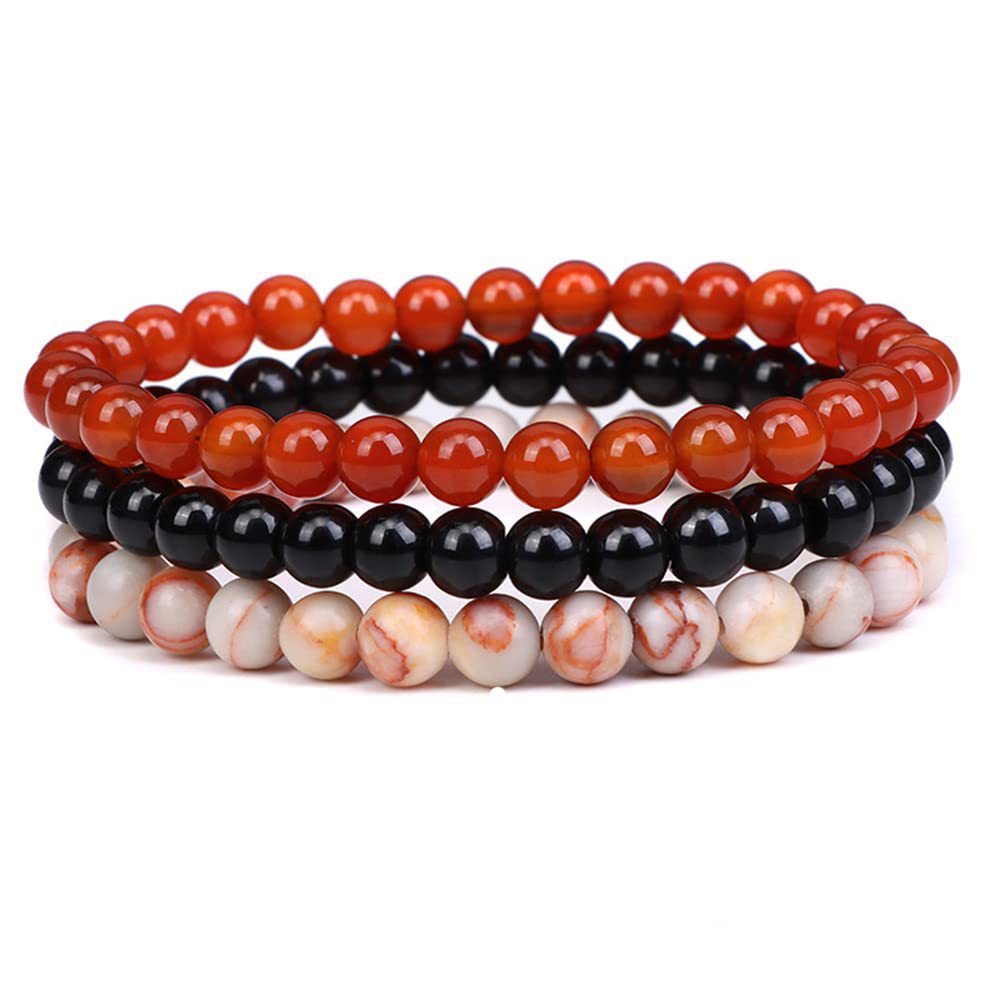 6/8mm natural stone bracelet, rose crystal agate stone combination set, elastic bracelet, popular cross-border accessories from Europe and America details Picture