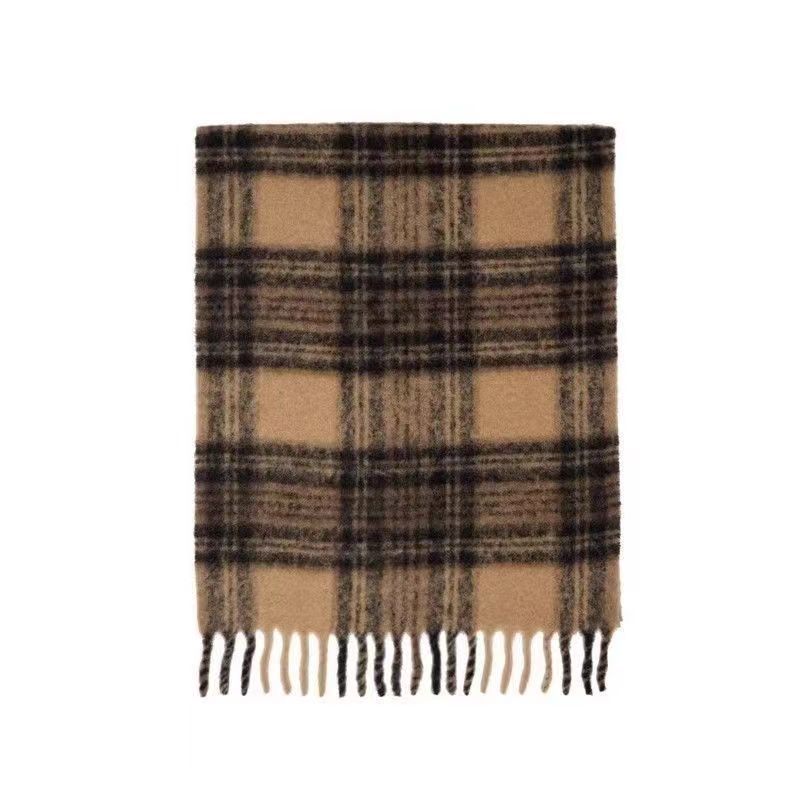 One-piece consignment of Maillard scarves with a strong atmosphere, winter women's high-end feel, new mohair checkered scarf shawl, men's cross-border street stall wholesale Item Picture