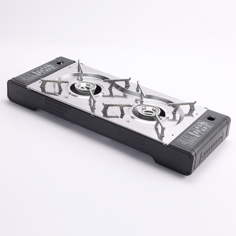 多功能双口卡式炉不锈钢面板一擦即净双眼户外便携瓦斯炉批发产品图