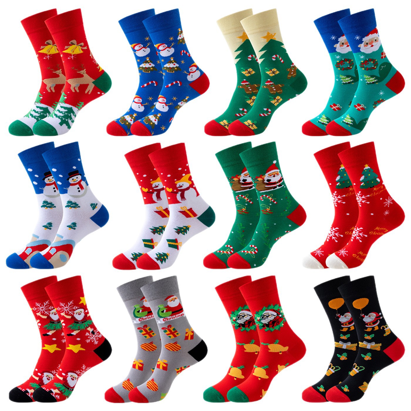 In 2025, cross-border Christmas socks from Europe and America, Amazon trendy Christmas women's mid-calf socks, and ins trendy men's socks Item Picture