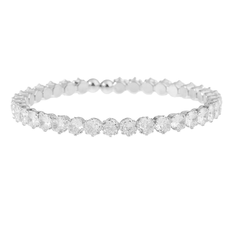 Manufacturer's supply of cross-border fashion and foreign trade accessories, single-row full zircon open bracelet, simple and exquisite, popular jewelry, versatile and elegant accessory for women's daily life Item Picture