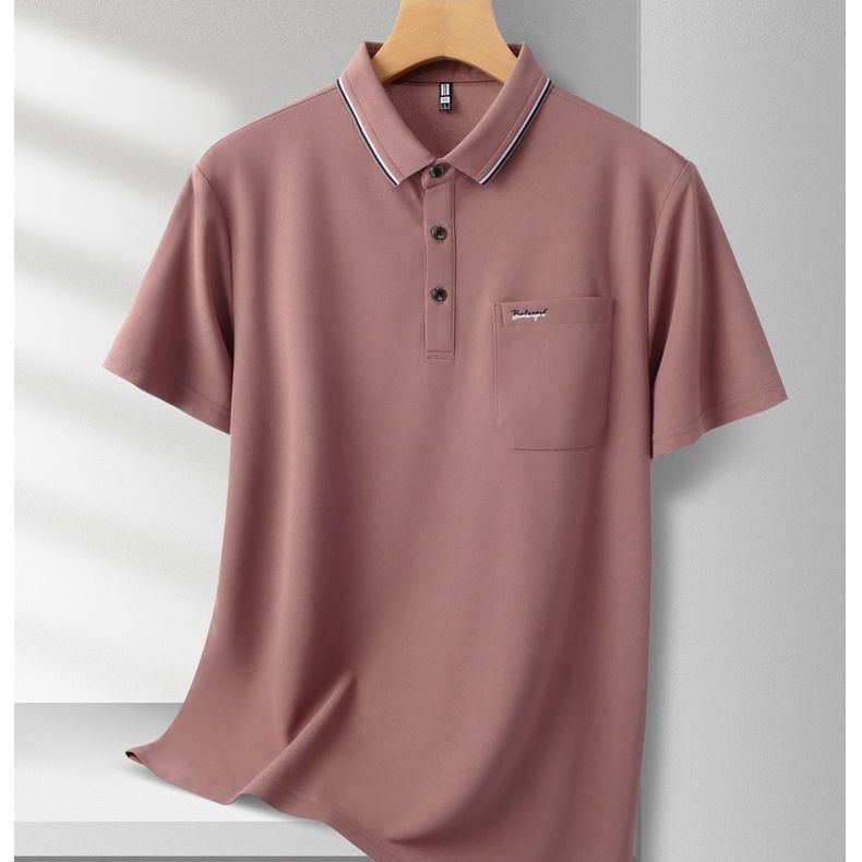 Summer new men's short-sleeved T-shirt, real pocket embroidered lapel POLO shirt, business half-sleeved dad outfit