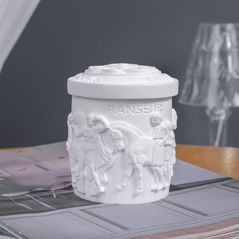 复古立体雕像香薰蜡烛卧室无烟香氛植物蜡石膏杯扩香批发跨境细节图