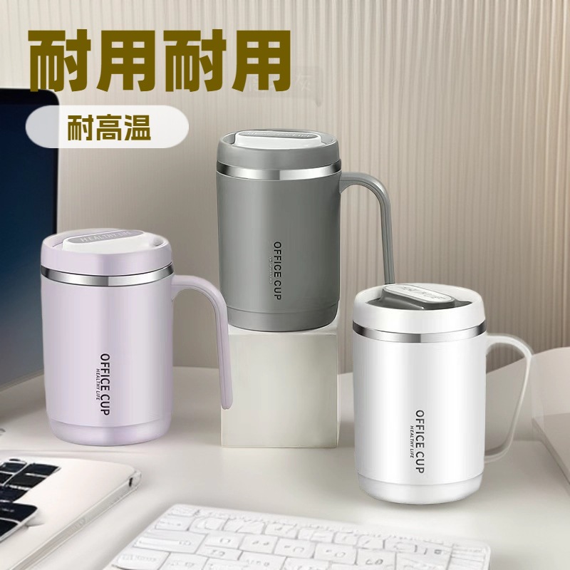 马克杯保温杯带盖勺咖啡杯 不锈钢办公室水杯女情侣杯子高档精致