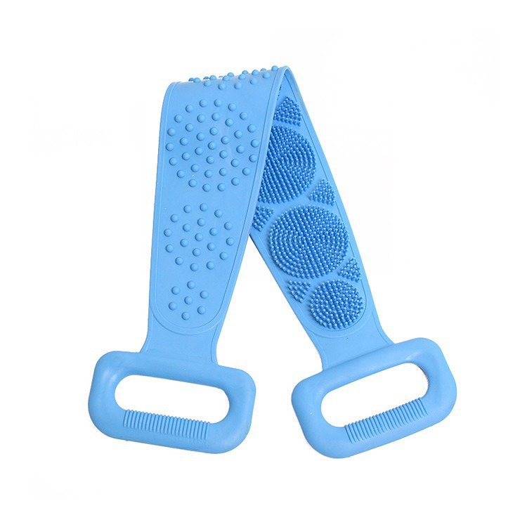 Toalla de ducha de silicona para lavar la espalda para lavar el barro para lavar la espalda para hombres y mujeres gris tira de espalda exfoliante cepillo de baño descontaminación fuerte Item Picture
