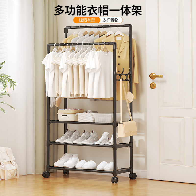 Cross-border best-selling simple multi-functional all-in-one shoe and hat rack, home bedroom storage rack, clothes drying rack, coat rack