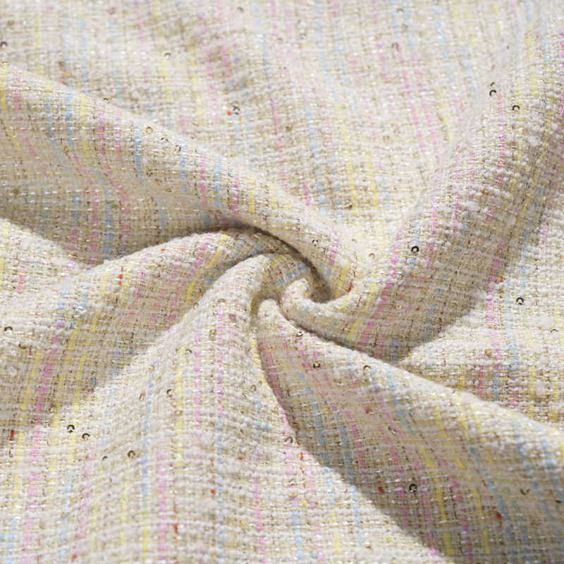 Mokas autumn and winter candy-colored sequined chanel-style tweed fabric bags, men's and women's outerwear, accessories and fabric Application Scenario