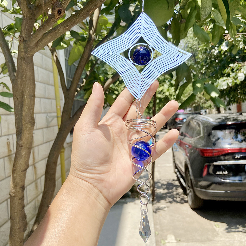 DIY动态风铃金属片立体风转装饰挂件 外贸工艺品 3D wind spinner