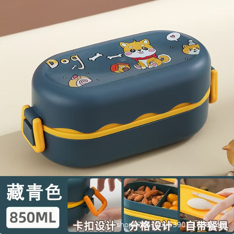 European-style double-layer plastic children's tableware, office worker and student lunch boxes, Japanese microwave oven bento boxes, pp plastic pies details Picture