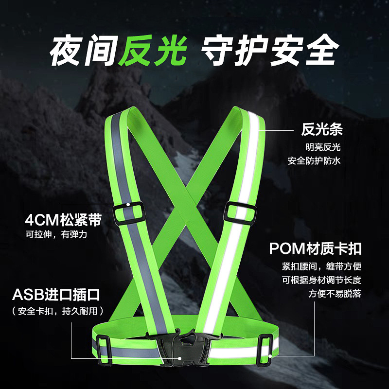 The green reflective camera shoulder strap is anti-slip, widened, comfortable and durable details Picture