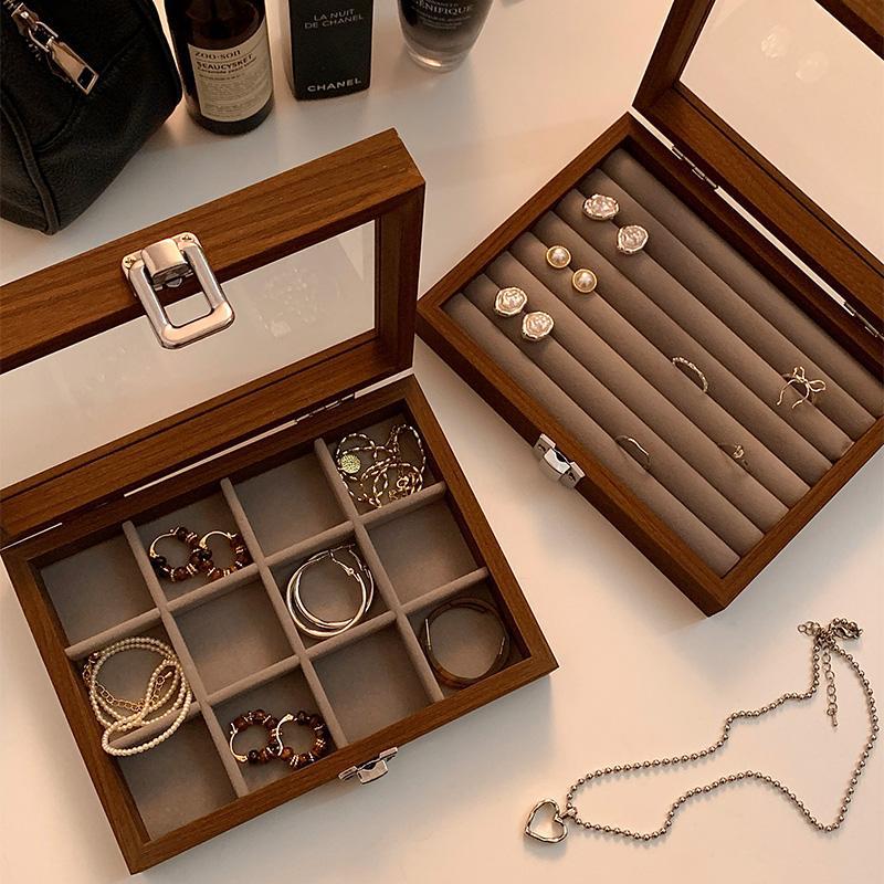 Wooden ring box, jewelry earring storage box, jewelry earrings box, accessory bracelet box