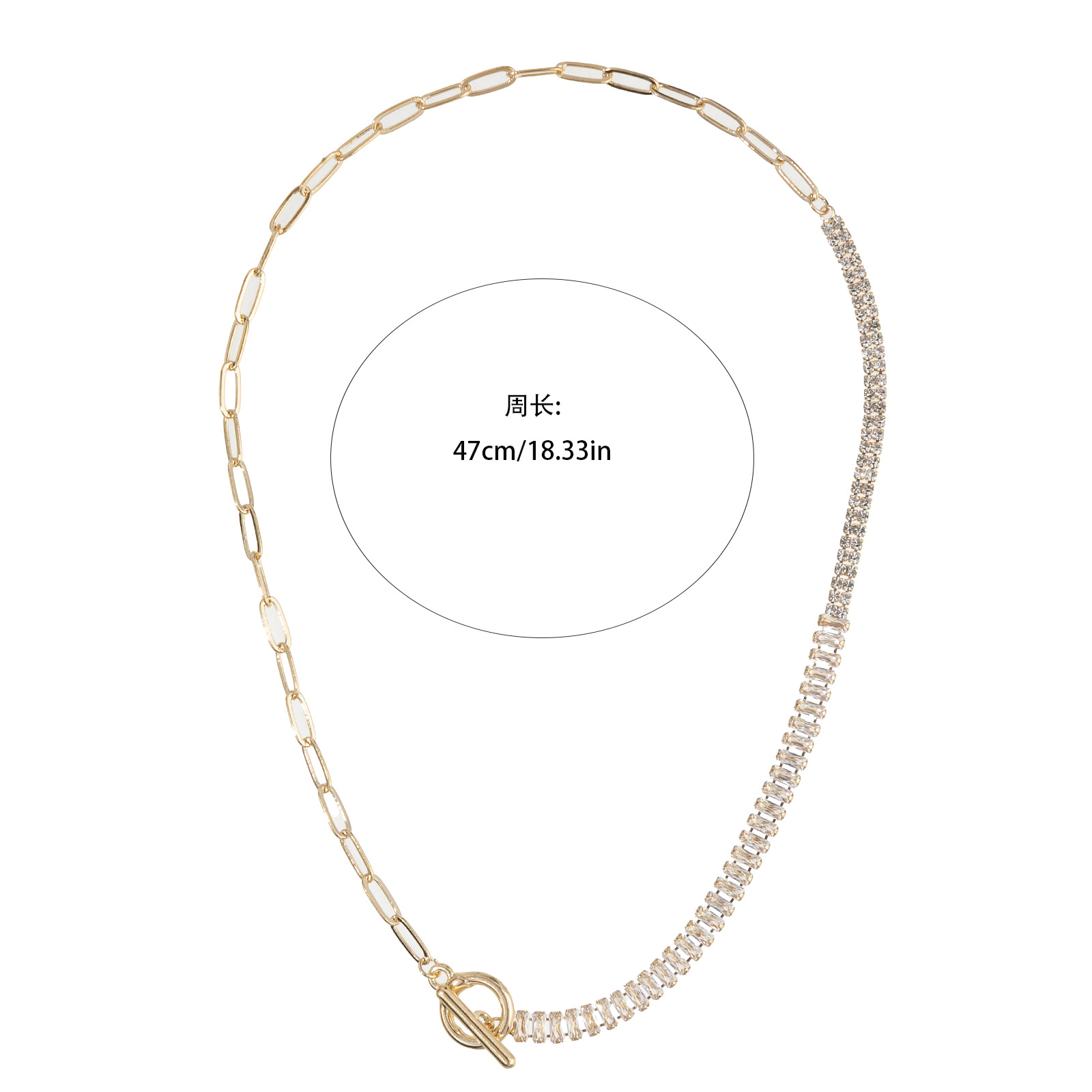 Amazon's best-selling exaggerated chain OT buckle design water diamond zircon personalized necklace, fashionable and creative spliced necklace Specification image