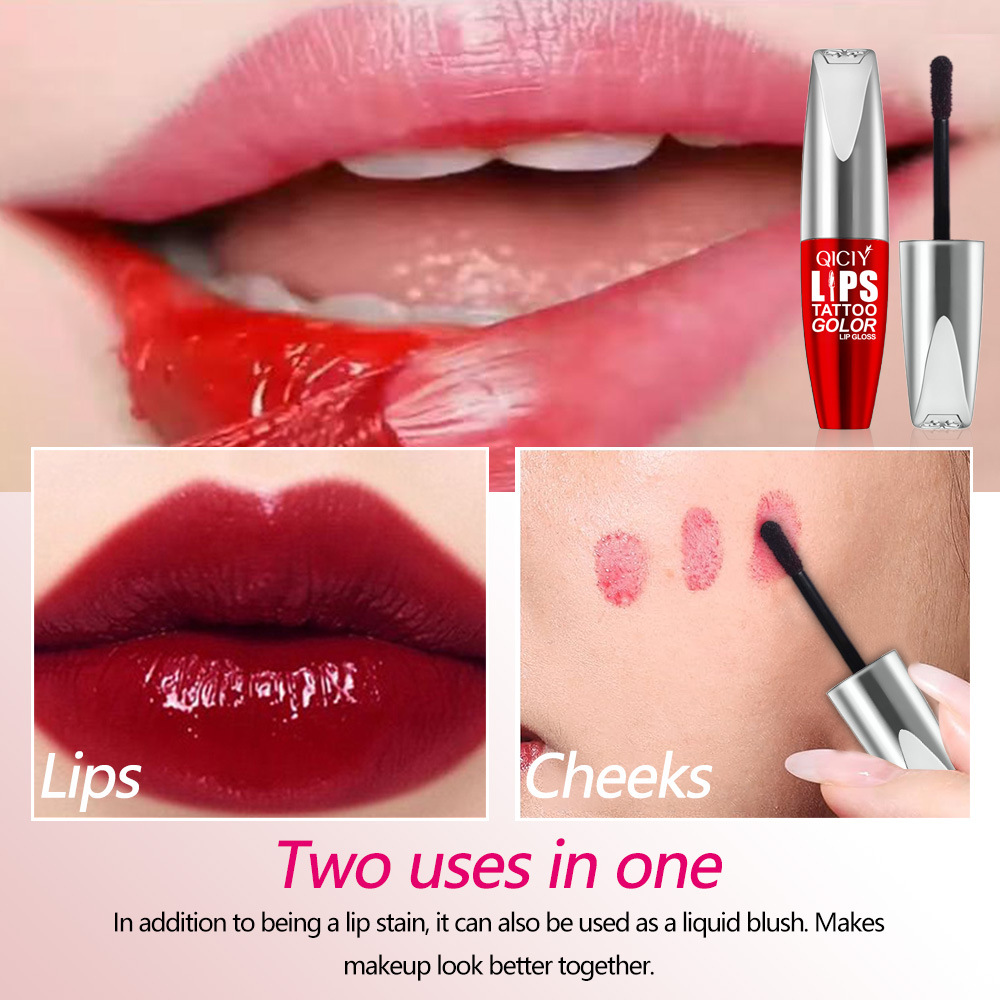 Cross-border exclusive QICIY+ 4-color peel-off lip gloss, moisturizing and nourishing lip gloss, matte and glossy lip oil, waterproof and non-stick to the cup details Picture