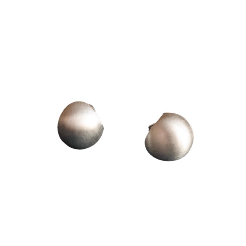 New Korean-style matte metal hemispherical ear studs, women's light luxury style earrings, high-end sense, fashionable and versatile ear studs wholesale Item Picture