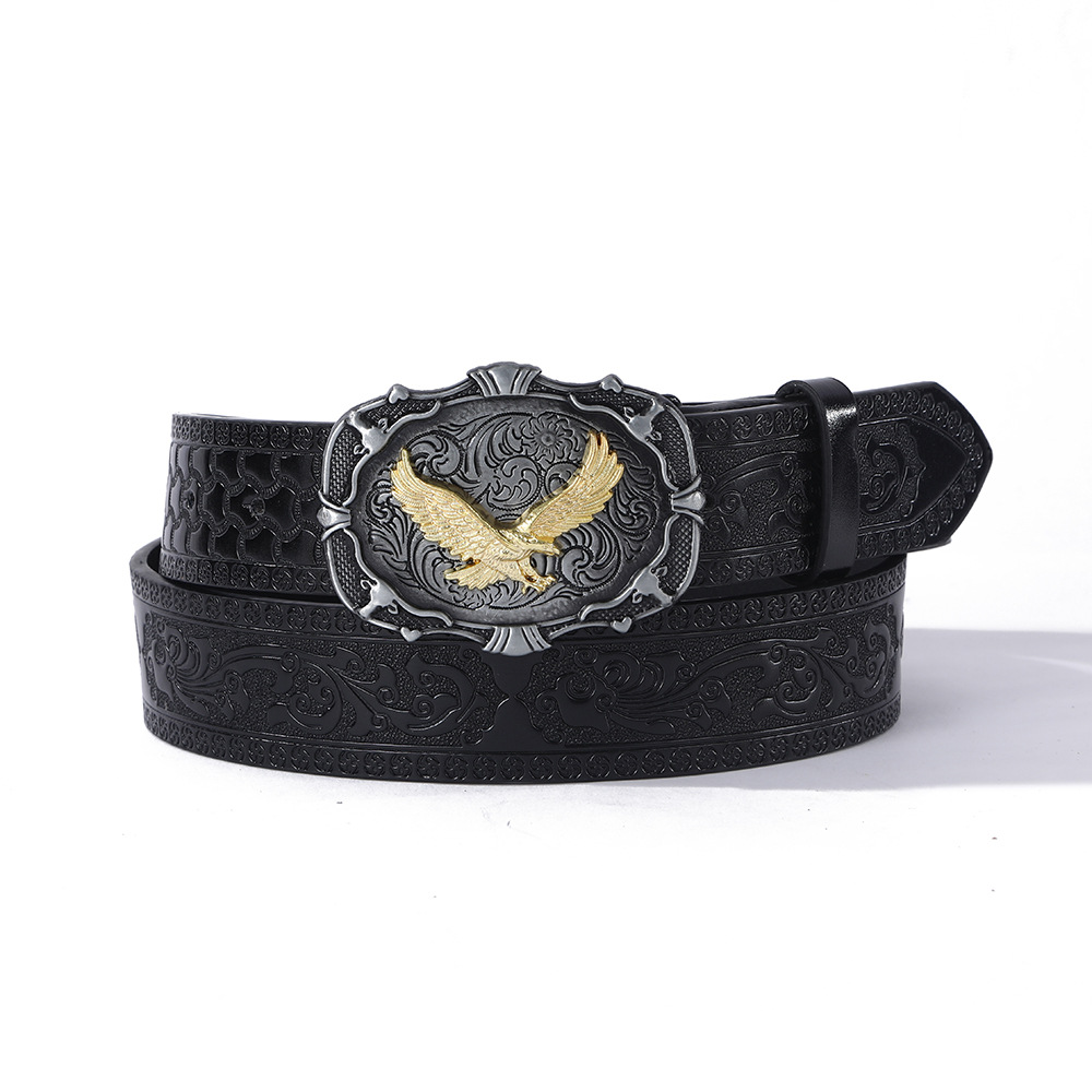 Embossed three-dimensional buckle fashionable and trendy outfit, high-end denim belt accessory, individual retro style belt Application Scenario