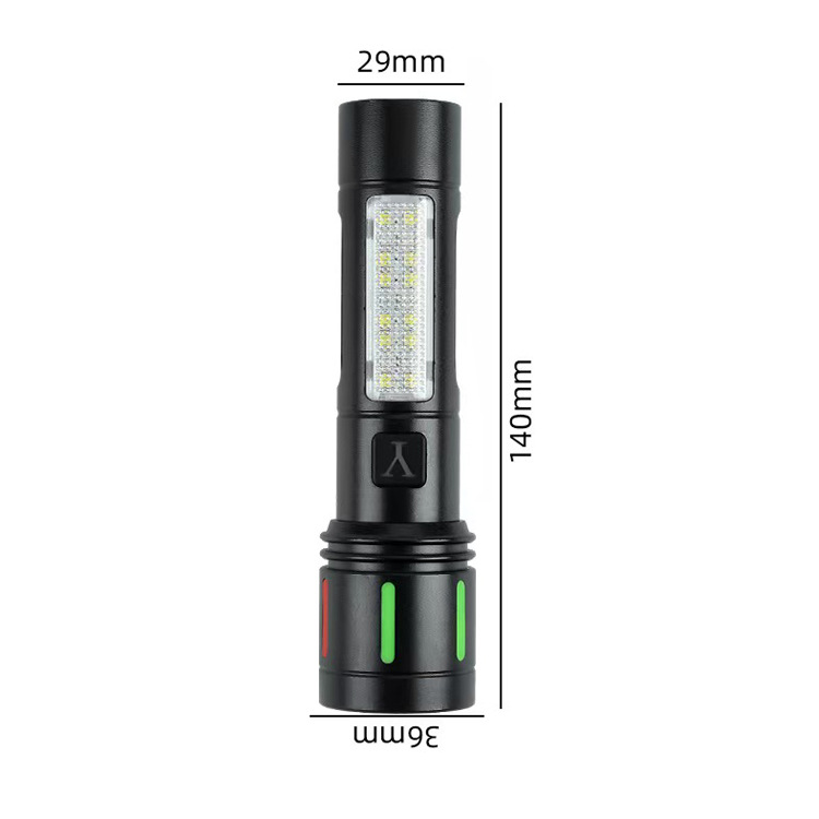 The new white laser high-intensity flashlight is a multi-functional USB charging fluorescent side light with digital display warning function details Picture