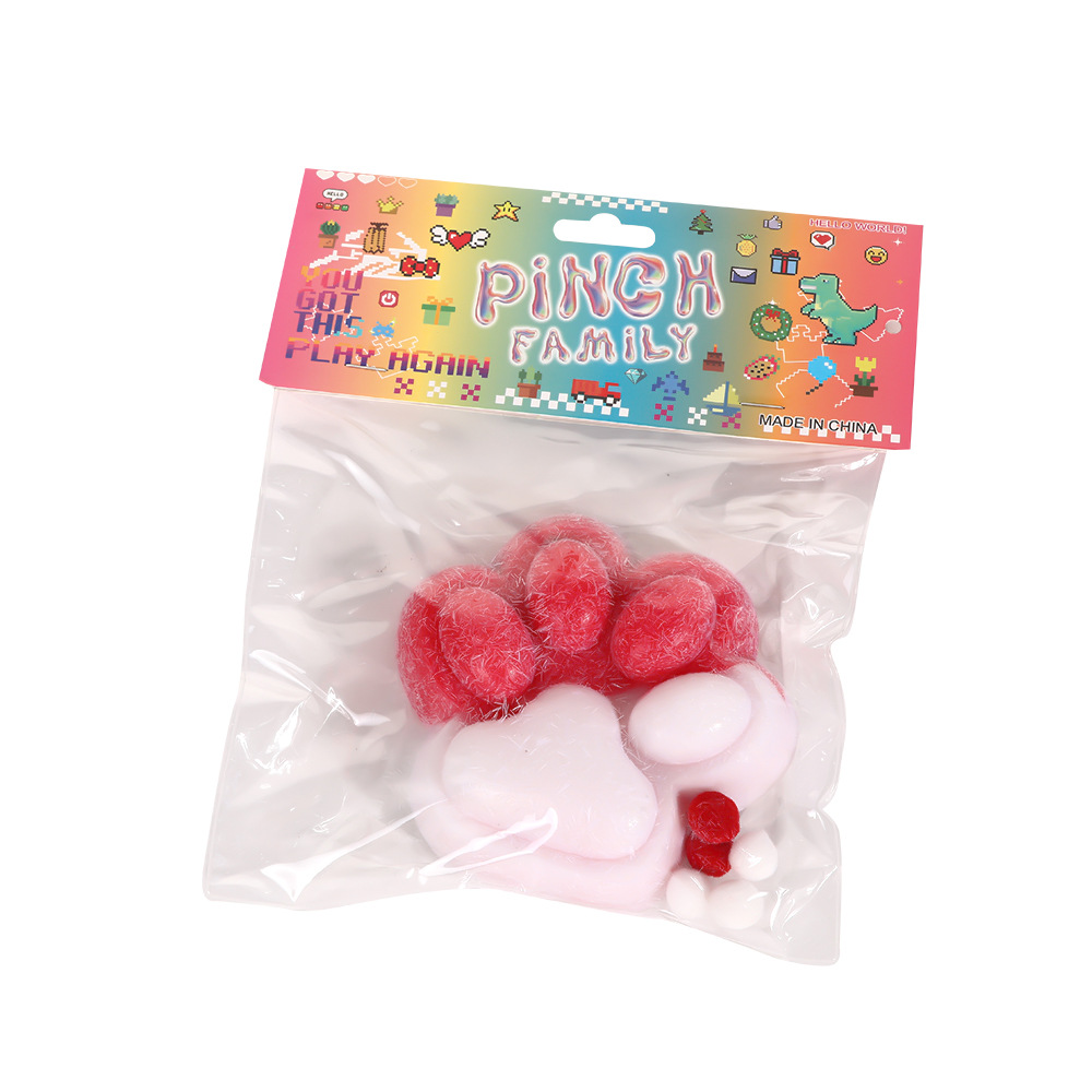 200g popular flocked stress-relieving cat paw slow rebound super soft release Pinch Fun TPR stress-relieving creative children's toy Item Picture