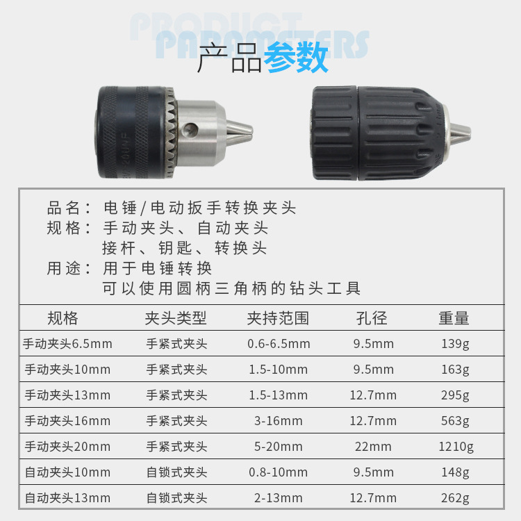 Drill chuck electric hammer accessories, impact drill electric wrench conversion hand, electric drill chuck square handle electric hammer adapter rod Application Scenario