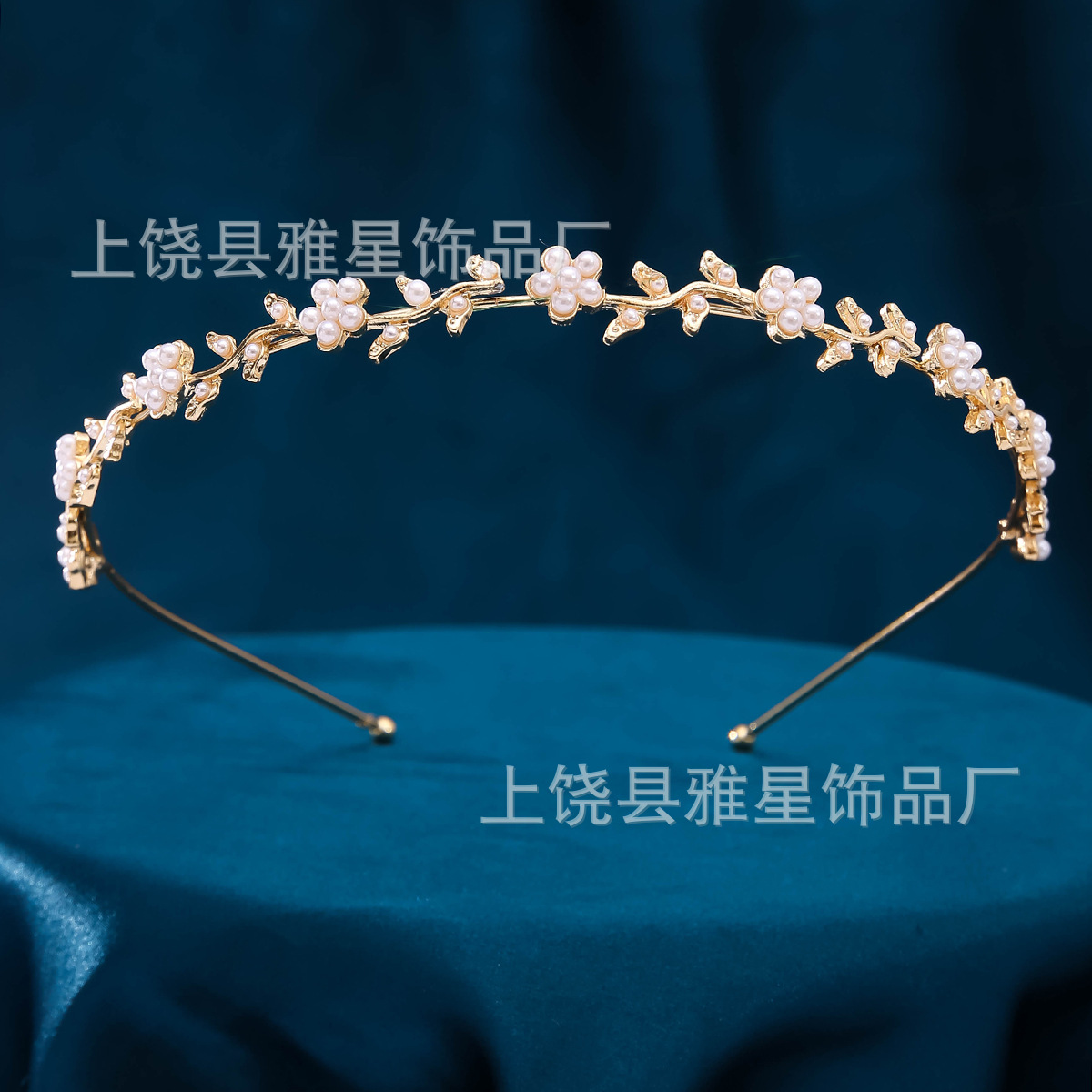 High-end, fresh and elegant floral individual packaging, Korean-style ancient female costume white hairband, rhinestone headband and headwear Specification image