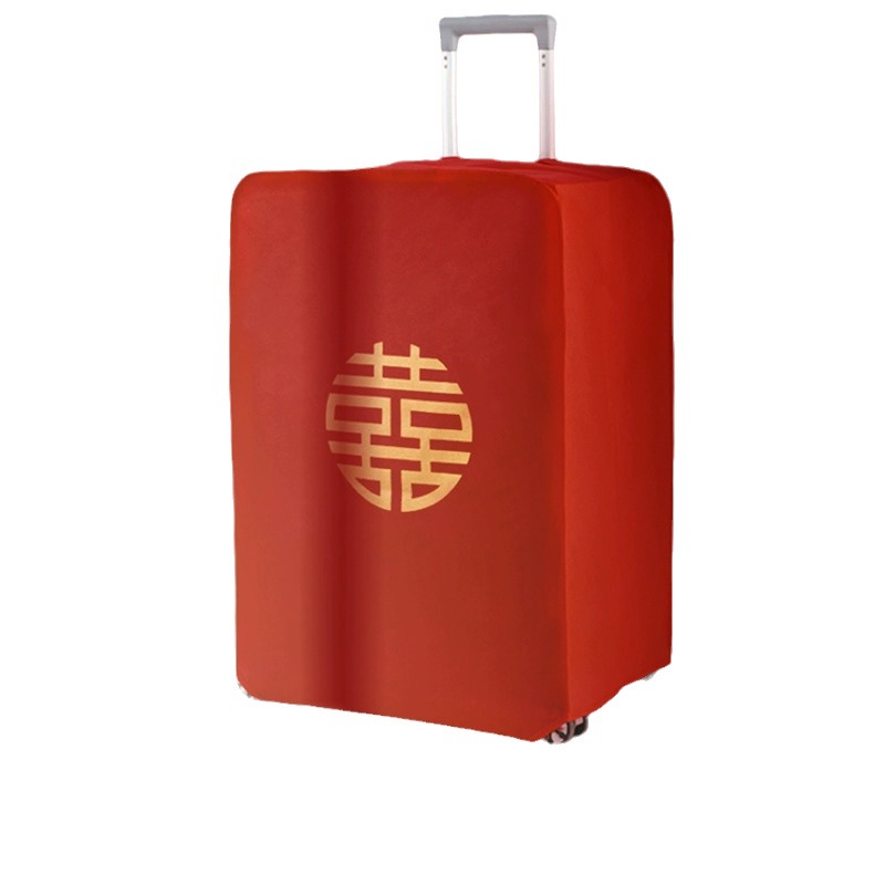 行李箱罩结婚箱套用品陪嫁婚庆罩子密码皮箱防尘袋喜字保护套红色                              白底实物图