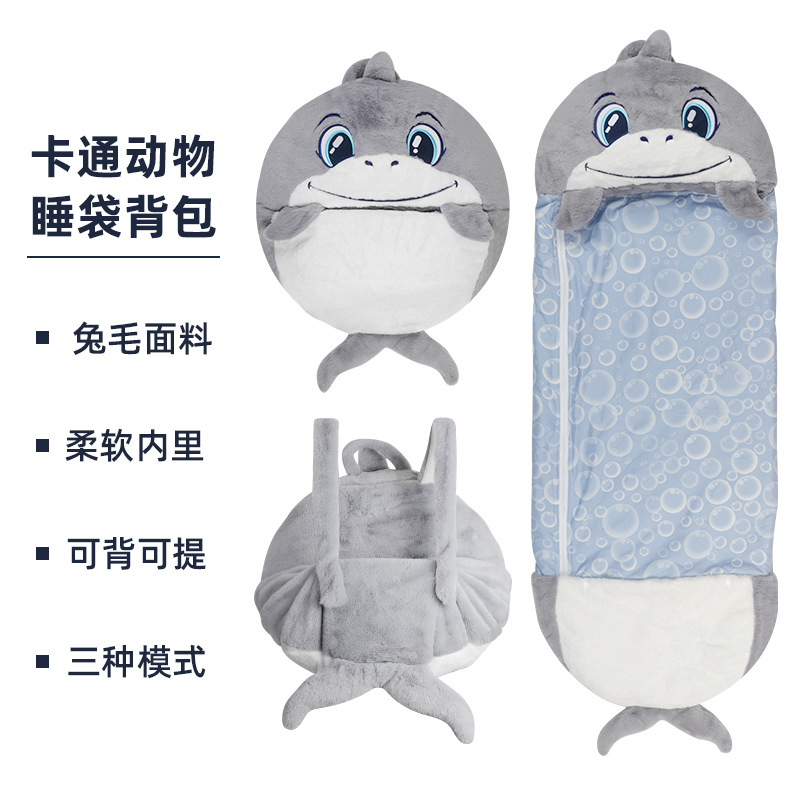 New 24-year children's sleeping bag 2-in-1 Unicorn Big Kids Outdoor sleeping Bag Shark anti-kick pillow storage sleeping bag details Picture