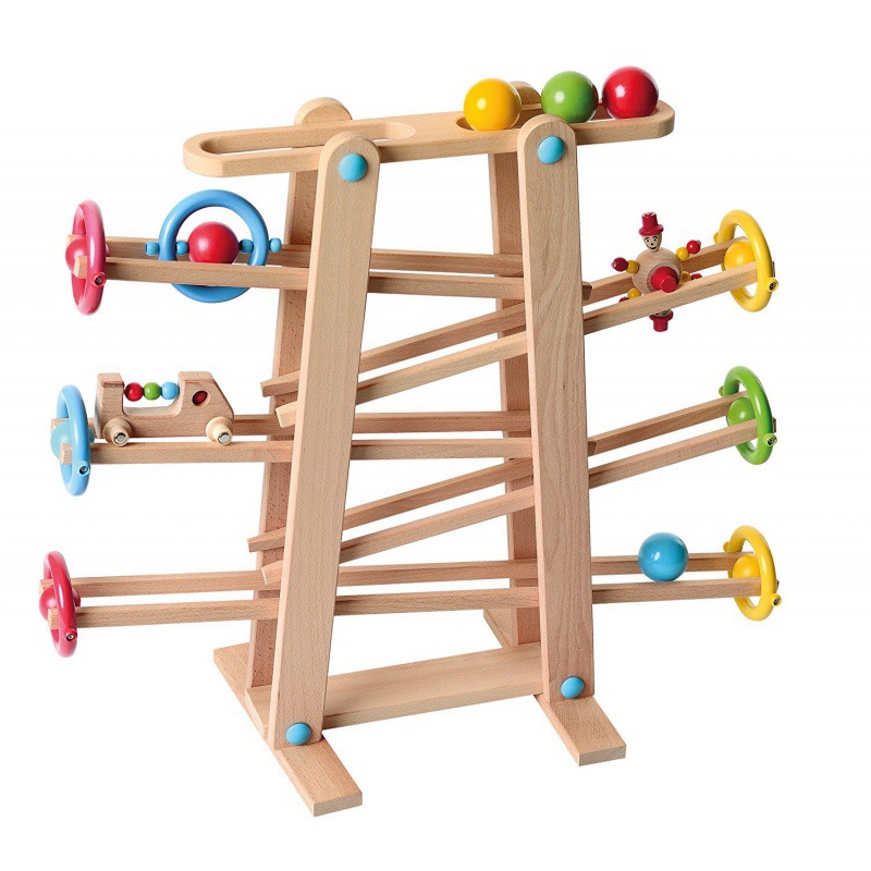 德国疯狂急速过山车轨道急速赛车滑道滚球游戏全榉木轨道玩具