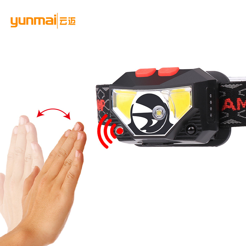 Built-in battery XPG+COB red and white headlamp with battery level display, strong charging sensor, lightweight headlamp