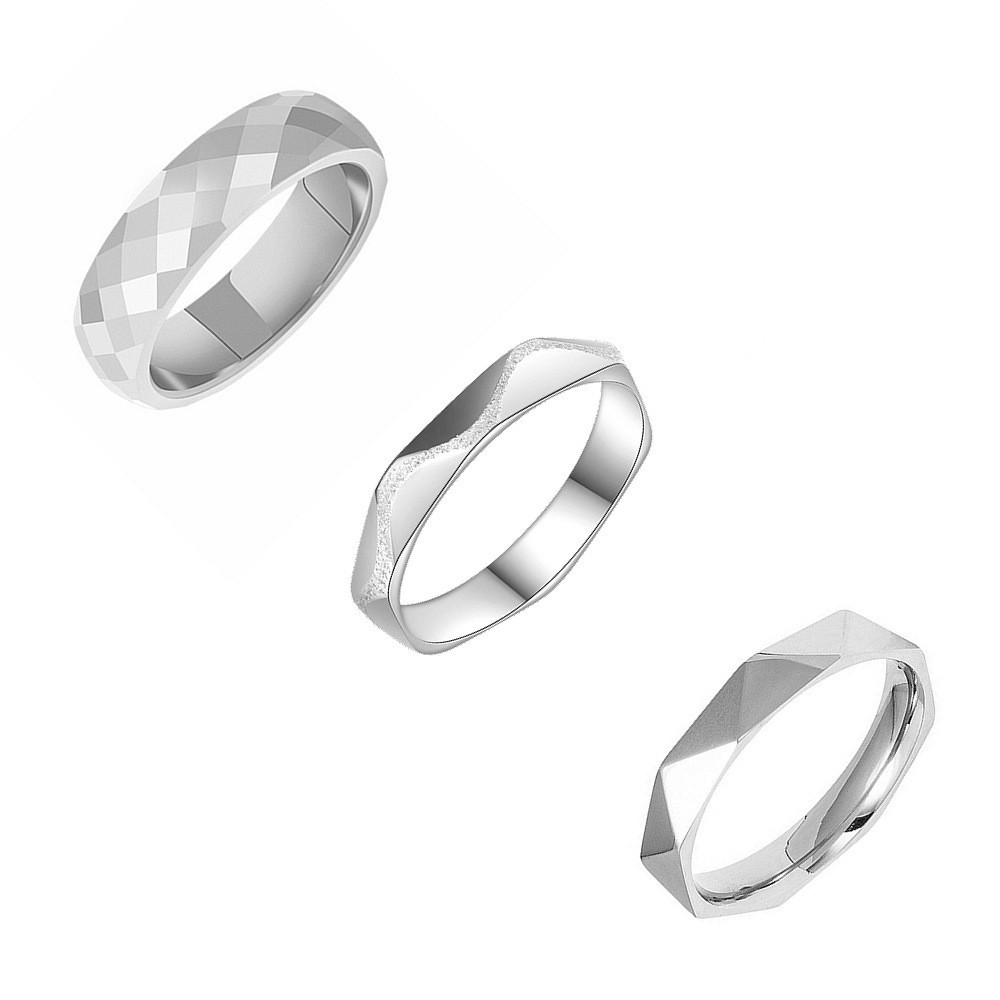 Wholesale of new cross-border women's set rings with a simple InS-style cut surface and geometric multi-faceted accessories Item Picture