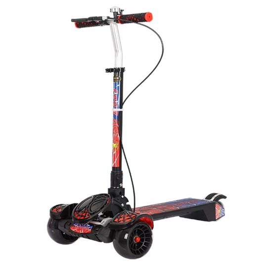 s2q Super High and Large scooter for children aged 3-6, 12-18, with three and four wheels, flashing music, boys and girls, toy sliding