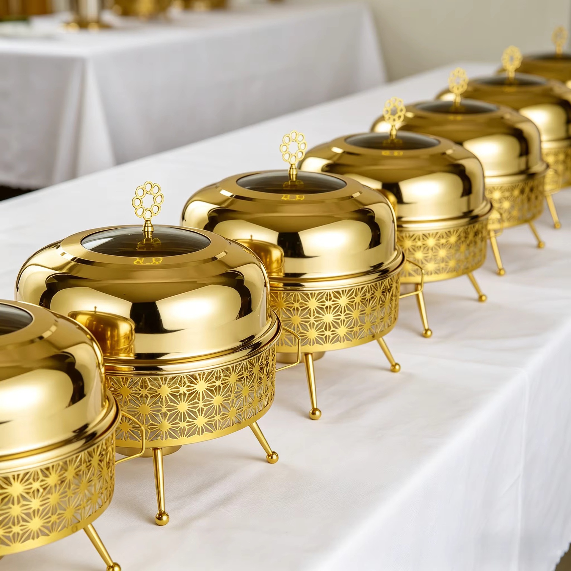 Foreign trade cross-border golden luxury hanging buffet stove Hotel restaurant wedding banquet details Picture